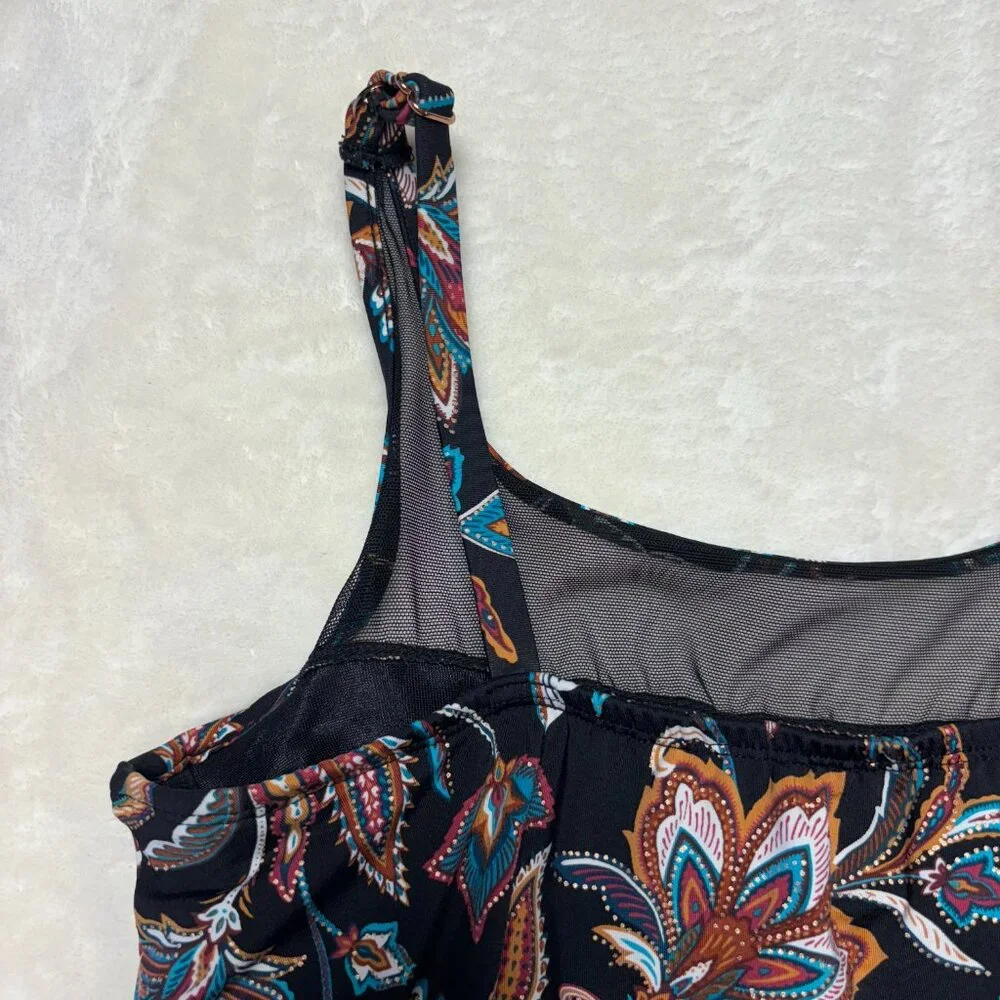 MiracleSuit Mirage Multicolor Floral Underwire Tankini Swim Top‎ Size 10